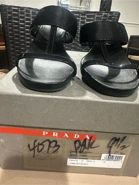 Prada Black Sport Women's Double-Strap wedge Slide Sandals